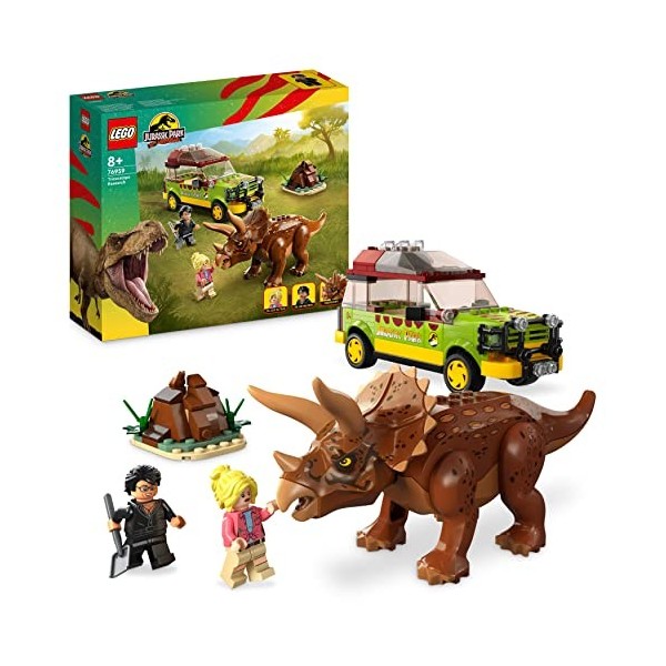 LEGO 76959 Jurassic Park La Recherche du Tricératops, Jouet de Figurine de Dinosaure avec Voiture Ford Explorer pour Garçons,