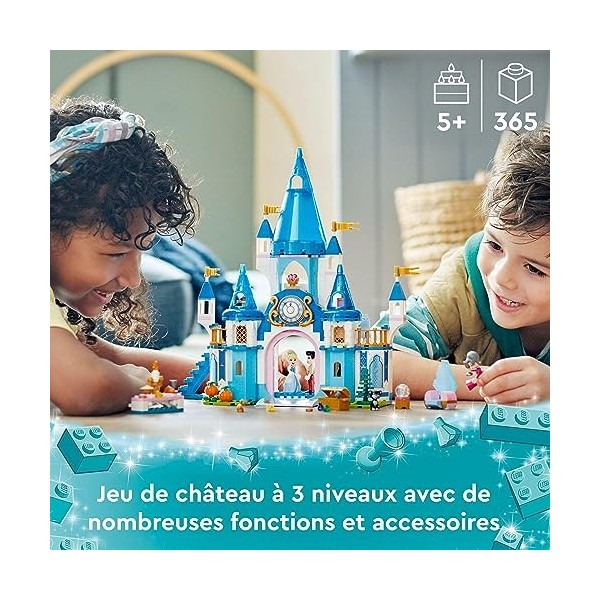 LEGO 43206 Disney Princess Le Chteau De Cendrillon Et du Prince Charmant, Jouet De Maison De Poupée, Filles Et Garçons De 5 A