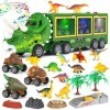 Aoskie Dinosaure Jouet Camion de Transporteur Jouet avec Lumière et Son, 23 Pcs Dinosaure Jeu Voiture Dinosaure Cadeau pour E