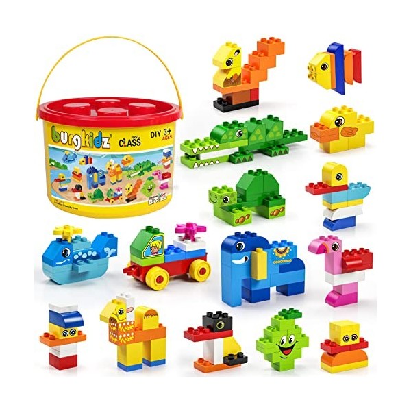 burgkidz Ensemble de Gros Blocs de Construction pour Enfants, Jouets de Briques de Construction Éducative de 214 Pièces avec 