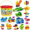 burgkidz Ensemble de Gros Blocs de Construction pour Enfants, Jouets de Briques de Construction Éducative de 214 Pièces avec 