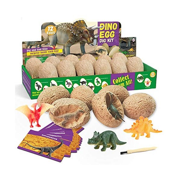 Dr. Daz, Kit de Fouilles de Dinosaures - Kit dExcavation dŒufs de Dinosaure - Cadeau Scientifique et Jouets et Jeu pour Gar