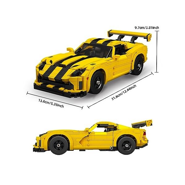 yzvey 10046 Technique - Briques de construction de voiture MOC - Pour Speed Fast Furious 1989 Dodge Viper - Jouet - Modèle de