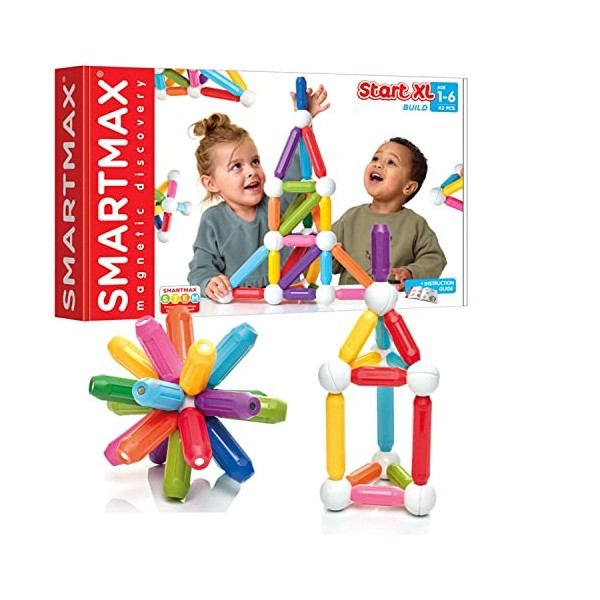 SmartMax - START XL - Jouet de Construction Magnétique - 42 pièces à assembler - Crée Tes Formes, Sculptures … - Pour Enfants