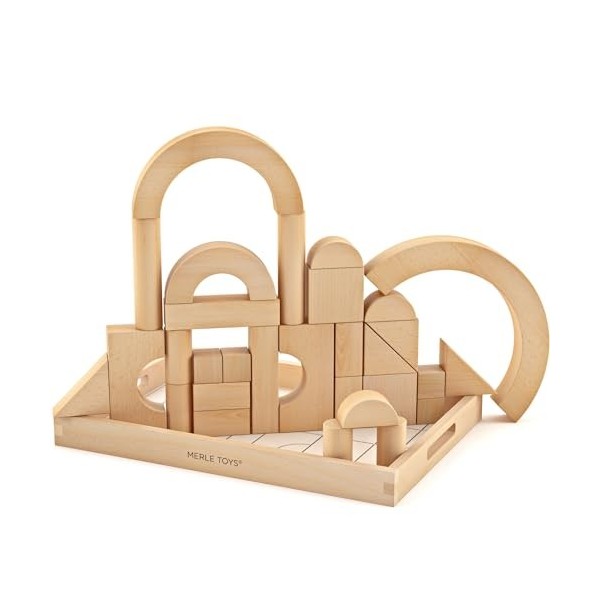 Merle Toys - Blocs de Construction en Bois à partir de 2 Ans, Jouet Montessori, Jouet éducatif, Jouet en Bois, Jeu de motrici