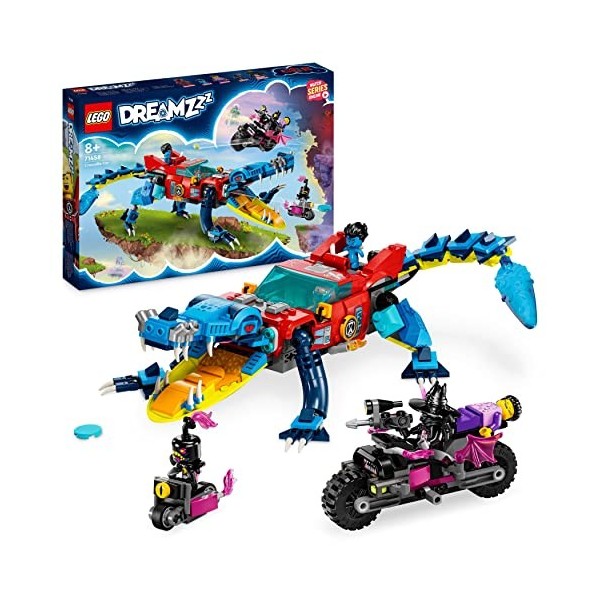 LEGO 71458 DREAMZzz La Voiture Crocodile, Jouet 2-en-1, Construisez Un Monster Truck de rêve ou Une Voiture, avec Cooper, Jay