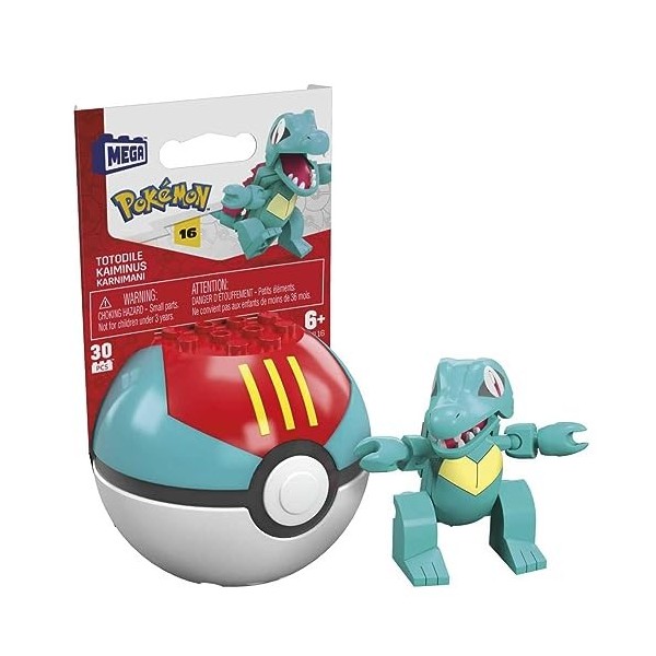 Mega Construx Pokemon Poke Ball et Figurine Kaiminus à Construire, Jeu de Briques de Construction, 30 Pieces, pour Enfant das