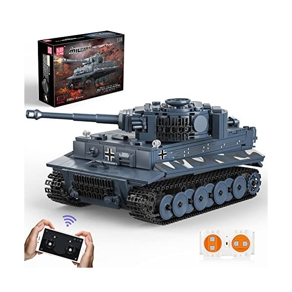 Mould King 20014 Panzer Modèles de Construction, Réservoir télécommandé avec télécommande et App Dual Control, Kit de Constru