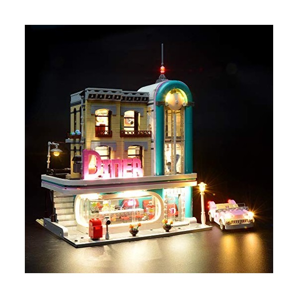 BRIKSMAX Kit de LED pour Downtowm Diner, Compatible avec la Maquette Lego 10260 La Maquette de Construction nest Pas Incluse