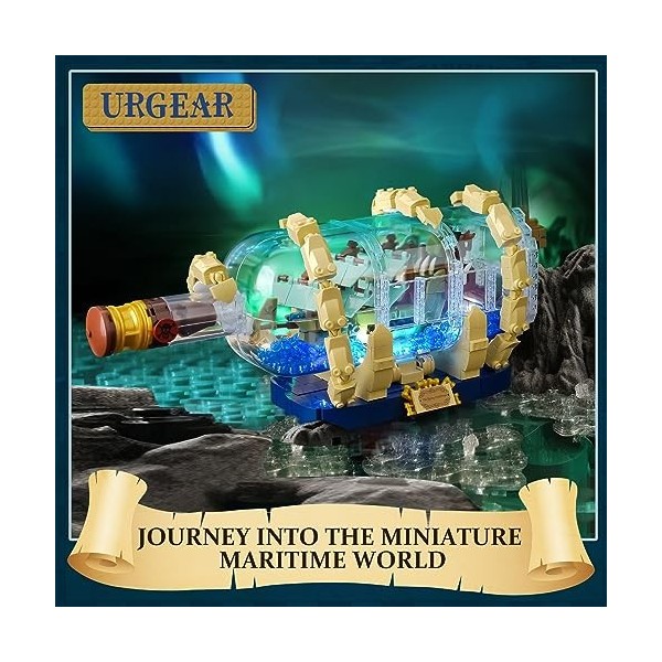 URGEAR Ensemble de Construction de Navire Pirate dans Une Bouteille, Modèle de Bateau Flying Dutchman de Collection avec LED,