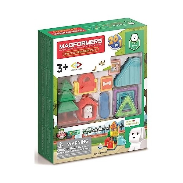 Magformers Milos Mansion Set, Rainbow Colors, Educational Magnetic Geometric Shapes Tiles Building STEM Toy Set Ages 3+