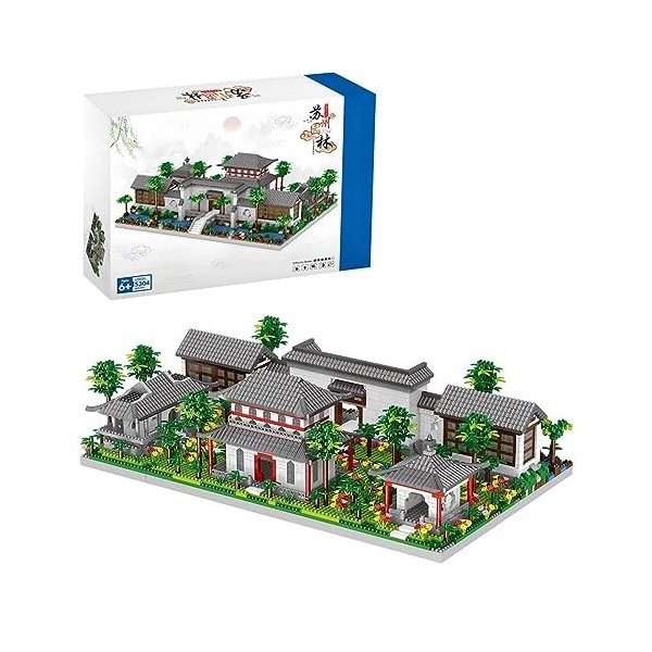 Auspcers Blocs de Construction darchitecture Chinoise, 3930PCS Chinois Suzhou Classique Jardin Bloc De Construction, Mini Bl