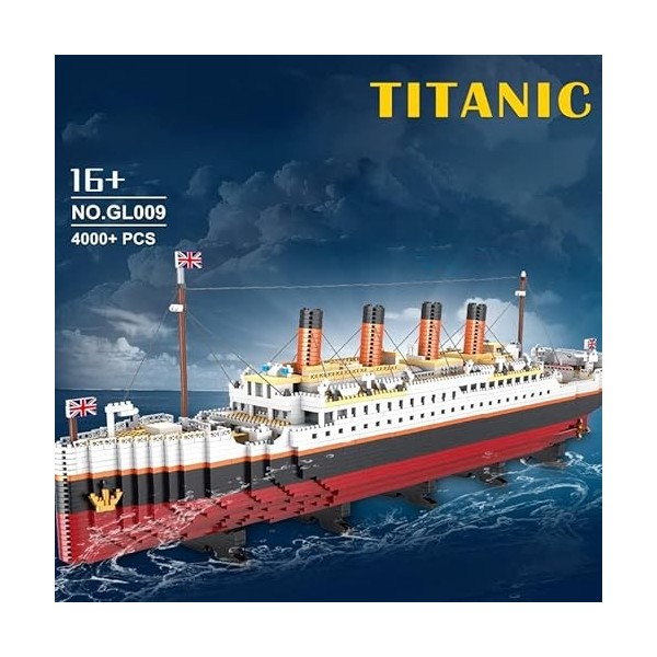Technic Titanic Jeux de Construction, 4000 Pièces Bateau Micro Blocs de Construction Non Compatible avec Lego Creator Expert 