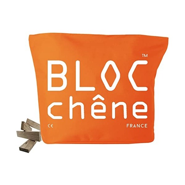BLOC chêne - Sac Orange - Jeu de Construction de 400 planchettes pour Les Amoureux du Bois