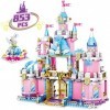 Princesse Château Blocs de Construction,Princess Château Jeu de Construction,Rose Château Royal Jouet,STEM Roleplay Cadeau d