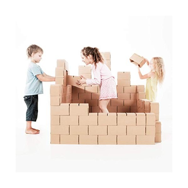 Gigi BLOKS Bloc de Construction en Carton XXL pour Enfant - 60 Emboîtables et Empilables Brique de Construction Enfant - Robu