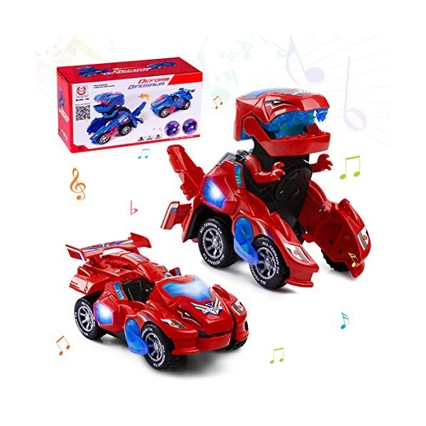 Highttoy Voiture Dinosaure Transformable pour Enfants 3-6 Ans, Voiture Transformateur Jouet Enfant Electrique Voiture Transfo