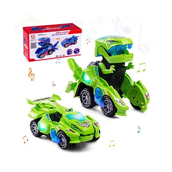 Highttoy Voiture Dinosaure Transformable pour Enfants 3-6 Ans, Voiture Transformateur Jouet Enfant Electrique Voiture Transfo