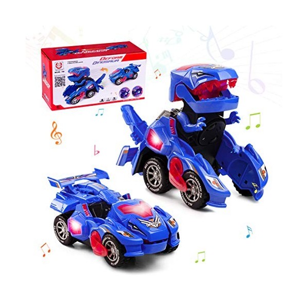 Highttoy Voiture Dinosaure Transformable pour Enfants 3-6 Ans, Voiture Transformateur Jouet Enfant Electrique Voiture Transfo