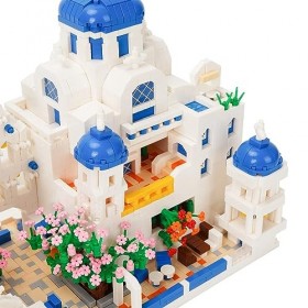 LULUFUN Lot de 4310 blocs de construction architecturaux - Mer Égée Santorini - Mini kit de construction pour adultes - Jouet