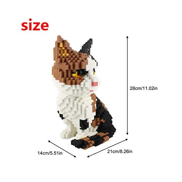 Larcele 4848 Pièces Chat Micro Blocs de Construction, Animal Mini Blocs de Briques Jouet Set KLJM-02 Tabby Rouge,Modèle 2842