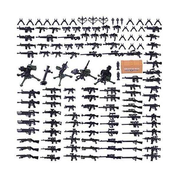 Onenineten 571 Pièces Armes pour LEGO Minifigurines, Accessoires Militaires Ensemble Armes Moderne SWAT Police Soldat Armes J