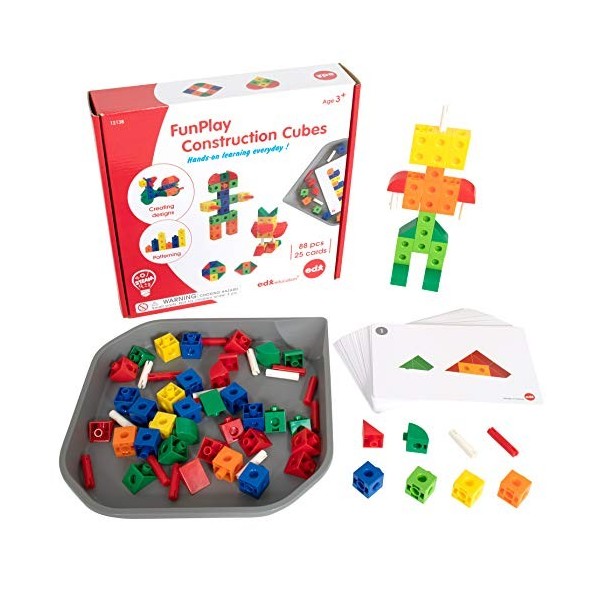 EDX Education FunPlay 54129 Cubes de construction – Plateau dactivités et guide inclus français non garanti 