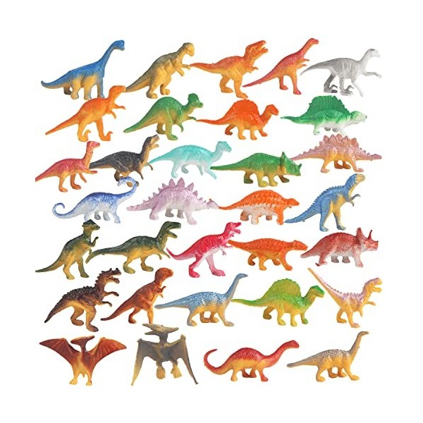 DERAYEE 32pcs Mini Dinosaures Jouet pour Enfant, Série de Dinosaures Tyrannosaurus Rex, Cadeaux pour Enfants