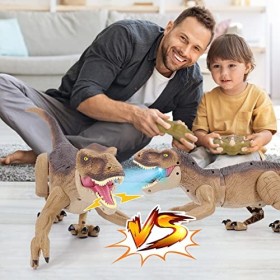 NEXBOX Jouet Dinosaure télécommandé pour Enfants - RC Velociraptor Dino électrique avec Son et lumière, Marche, rugit, Twist,