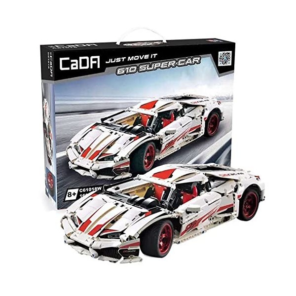 Supercar Italienne à l’échelle 1/10, Blanche, 10 cylindres, 1 696 pièces Moteurs Non Inclus, Compatible avec Lego Technic , 