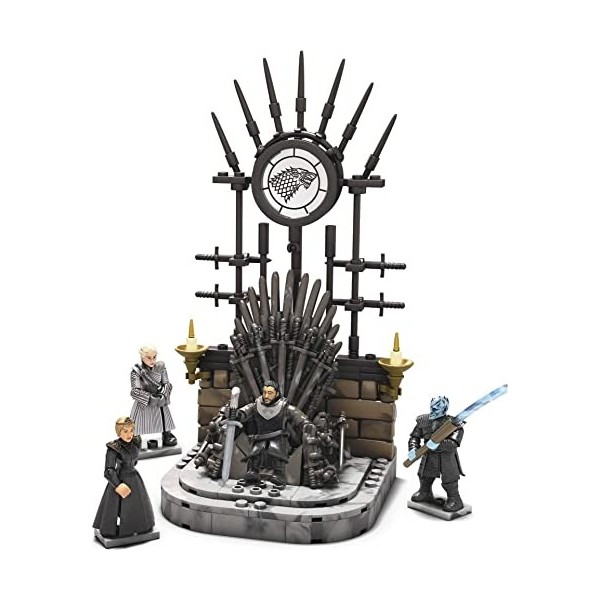 Mega Construx Game of Thrones Le Trône de Fer avec 4 figurines, jeu de briques de construction, 260 pièces, 16 ans et plus, G