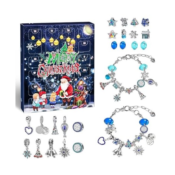 UQTUKO Calendrier de lAvent 2023 pour filles et enfants, calendrier de lAvent DIY bijoux filles, bracelet à breloques pour 