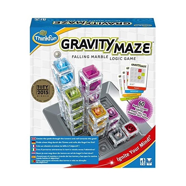 ThinkFun - Gravity Maze - Jeu de logique - Labyrinthe à bille en 3D - Jeu de réflexion STEM pour garçons et filles de 8 ans e