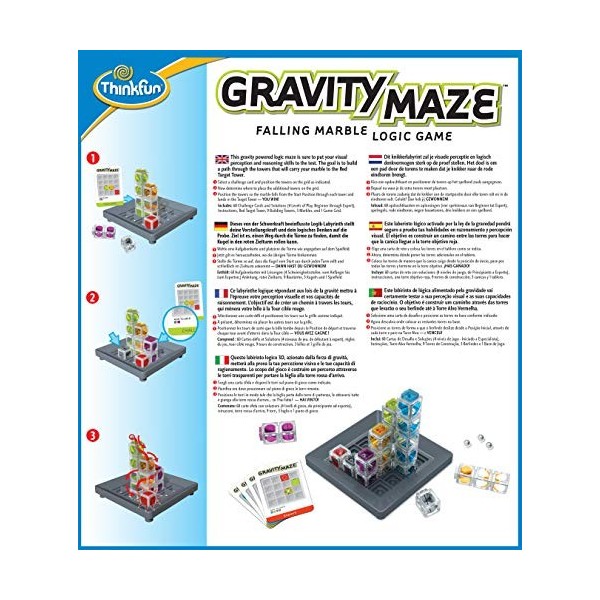 ThinkFun - Gravity Maze - Jeu de logique - Labyrinthe à bille en 3D - Jeu de réflexion STEM pour garçons et filles de 8 ans e