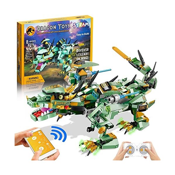 Sillbird Dragon Robot Kit de construction avec télécommande et application pour enfants âgés de 8 à 12 à 16 ans, cadeau dann