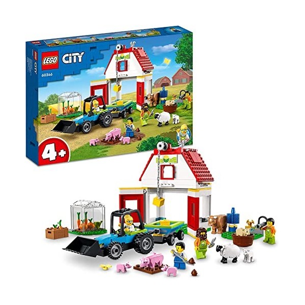 Lego City 30590 Set : ferme avec animaux et tracteur jouet avec remorque 60346 + jardin de ferme avec épouvantail