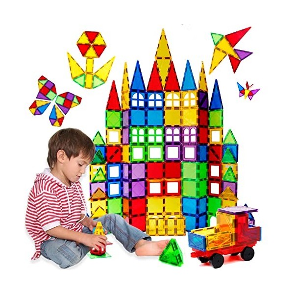 TOKBLOK Lot de 120 blocs de construction magnétiques pour enfants - Aimants 3D plus puissants - Jouets pour enfants de 3, 4, 
