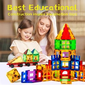 TOKBLOK Lot de 120 blocs de construction magnétiques pour enfants - Aimants 3D plus puissants - Jouets pour enfants de 3, 4, 