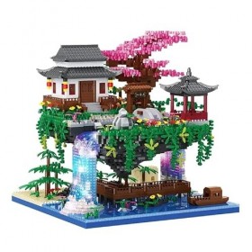Étang de Fleurs de Pêchers Blocs Ensemble, 3320 pièces Mini Chinoise Construction Blocs Jeu de maquettes, MOC Modulaire Maiso
