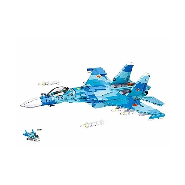 Sluban M38-B0985 ModelBricks Su-27 Fighter 2-en-1 1040 pièces, Multicolore.