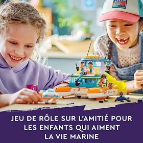 LEGO 41734 Friends Le Bateau de Sauvetage en Mer, Jouet avec Figurines de Dauphins et sous-Marin, Jeu Éco Éducatif, Cadeau av