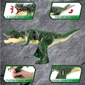 Jouet dinosaure T-REX amusant avec sons de morsure rugissement de la tête et de la queue qui remuent