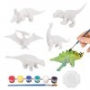 6 Pièces Modèles de Dinosaures, Jouet Dinosaure, Kit de Peinture Dinosaures Artisanat de Dinosaures à Peindre Coffret Loisir 