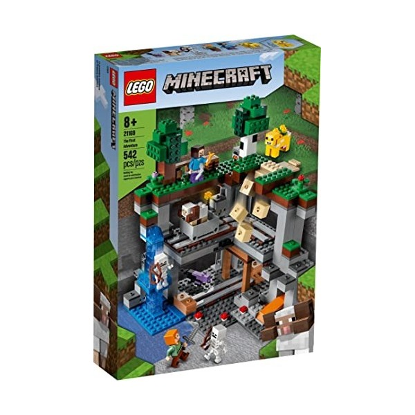 LEGO 21169 Minecraft La Première Aventure, Jouet de Construction, avec Grotte, Inclus Figurines de Steve, Alex, Squelette, Ch