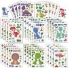 Lot de 32 autocollants de puzzle dinosaures de dessin animé - Jouets dinteraction parent-enfant - Manuel - Autocollants dino