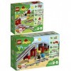 BRICKCOMPLETE Lego Duplo Lot de 2 jeux de construction : rails de chemin de fer 10882 et pont de chemin de fer et rails 10872