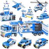 1039 Pièces City Commissariat de Police Blocs Construction Set, 8 en 1 Mobile Commandement Centre City Police Jouet, Cadeaux 