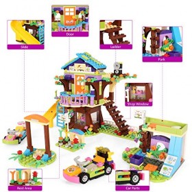 1274 Pièces Friends Maison de Larbre Fête de Piscine Blocs Jouets Set, Boîte de Rangement avec Couvercle de Plaques de Base,