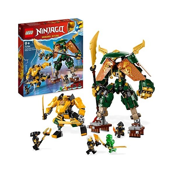 LEGO 71794 Ninjago LÉquipe de Robots des Ninjas Lloyd et Arin, Jouet de Ninja pour Enfants avec 2 Figurines Combinables et 5