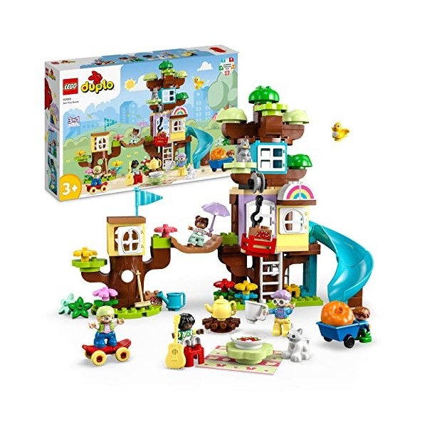 LEGO 10993 Duplo La Cabane dans l’Arbre 3-en-1, Jouet Éducatif pour Enfants Dès 3 Ans, Filles et Garçons, avec 4 Figurines An